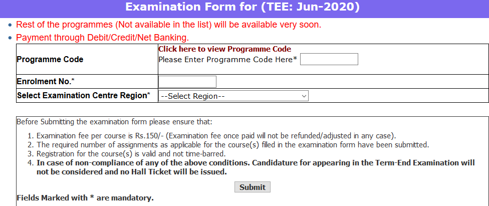 IGNOU Term-end Exams For June 2020: Online Form Submission Started