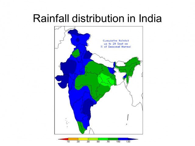            भारत में वर्षा वितरण    