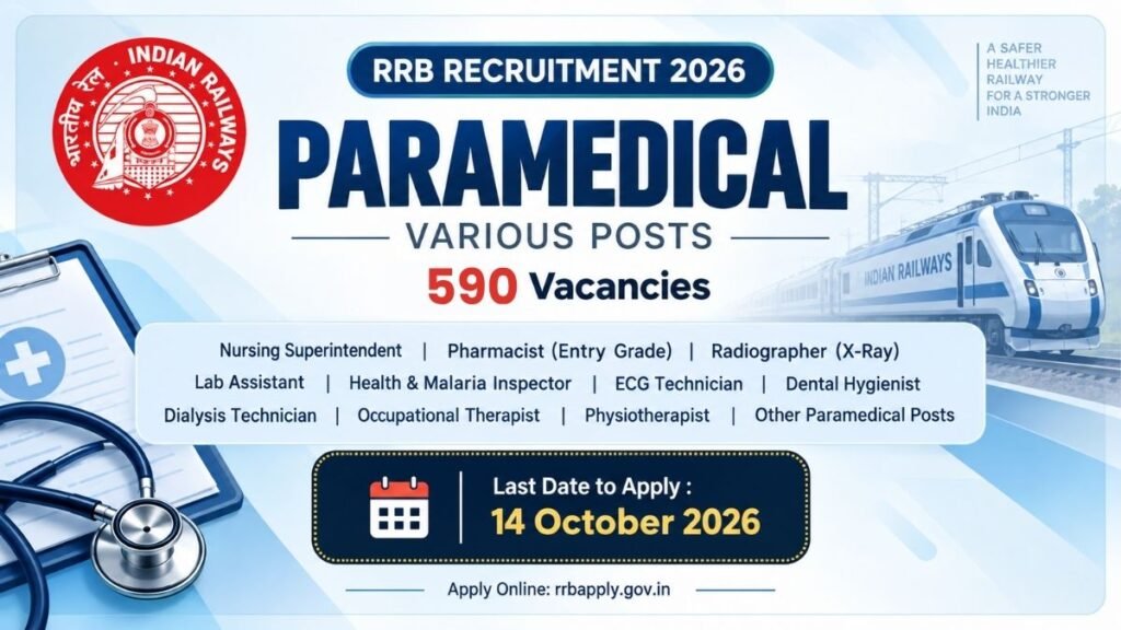 RRB Paramedical Staff Recruitment 2026: Apply Online for 590 Vacancies (CEN 05/2026)
