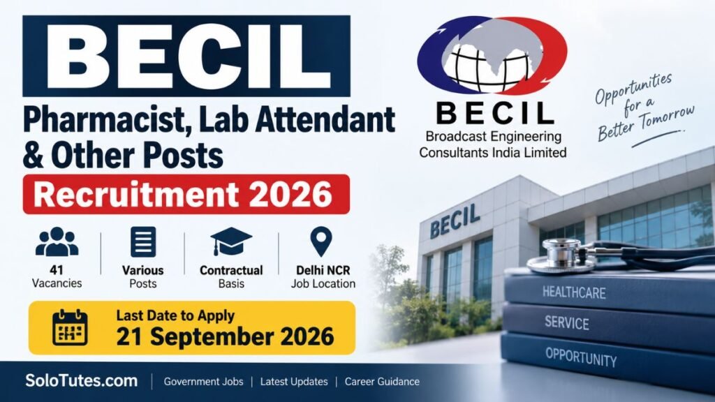 BECIL Pharmacist, Lab Attendant & Other Posts Recruitment 2026 – 41 Vacancies