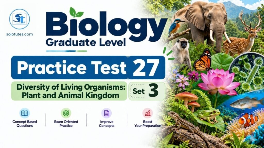 Biology Practice Test 27 – Unit 7 (Diversity of Living Organisms: Plant and Animal Kingdom – SET 3/4)