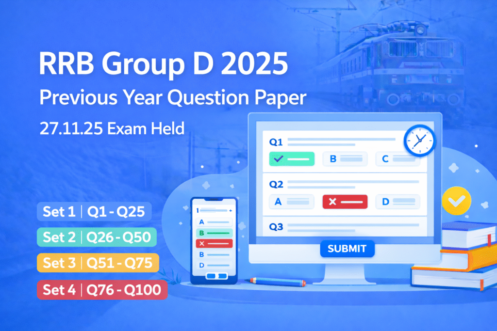RRB Group D 2025 Question Paper – 27 November Shift 1 | Set 2 (Q26–Q50) Mathematics