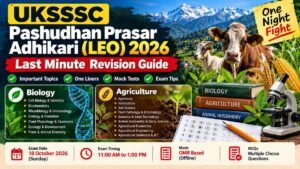 UKSSSC Pashudhan Prasar Adhikari Exam 2026: Last Hour Revision, One Night Fight & Mock Tests