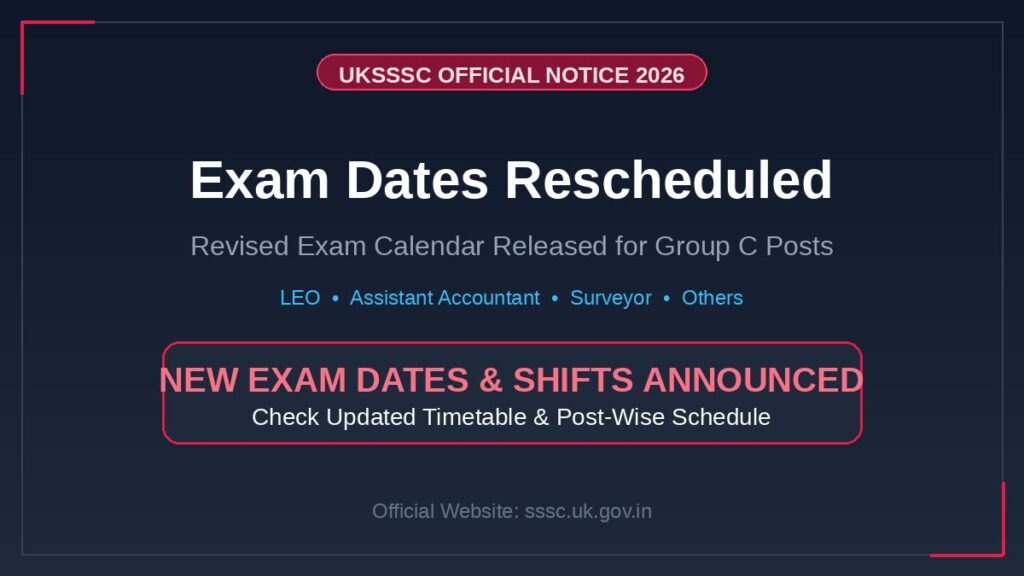 UKSSSC Exam Date Change 2026: Revised Exam Calendar Released for Multiple Posts